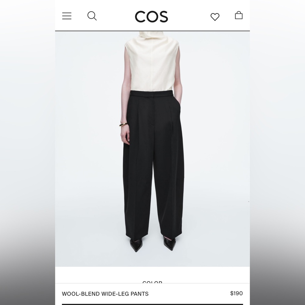 COS elasticated waist wide leg trousers